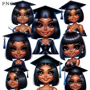 Cozy Black Girl Chibi Clipart: Coffee PNG, Commercial Use