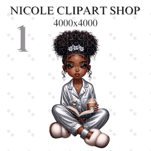 Black Girl Chibi With Coffee Frappe & Book PNG| Clipart| Commercial Use|