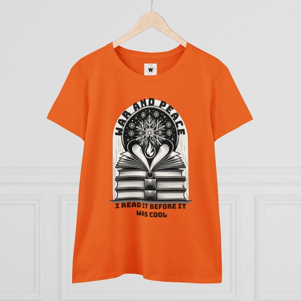 War and Peace Cotton Tee for Women - 'I Read It Before It Was Cool' Midweight T-Shirt, Semi-Fitted, Pre-Shrunk with Cap Sleeves