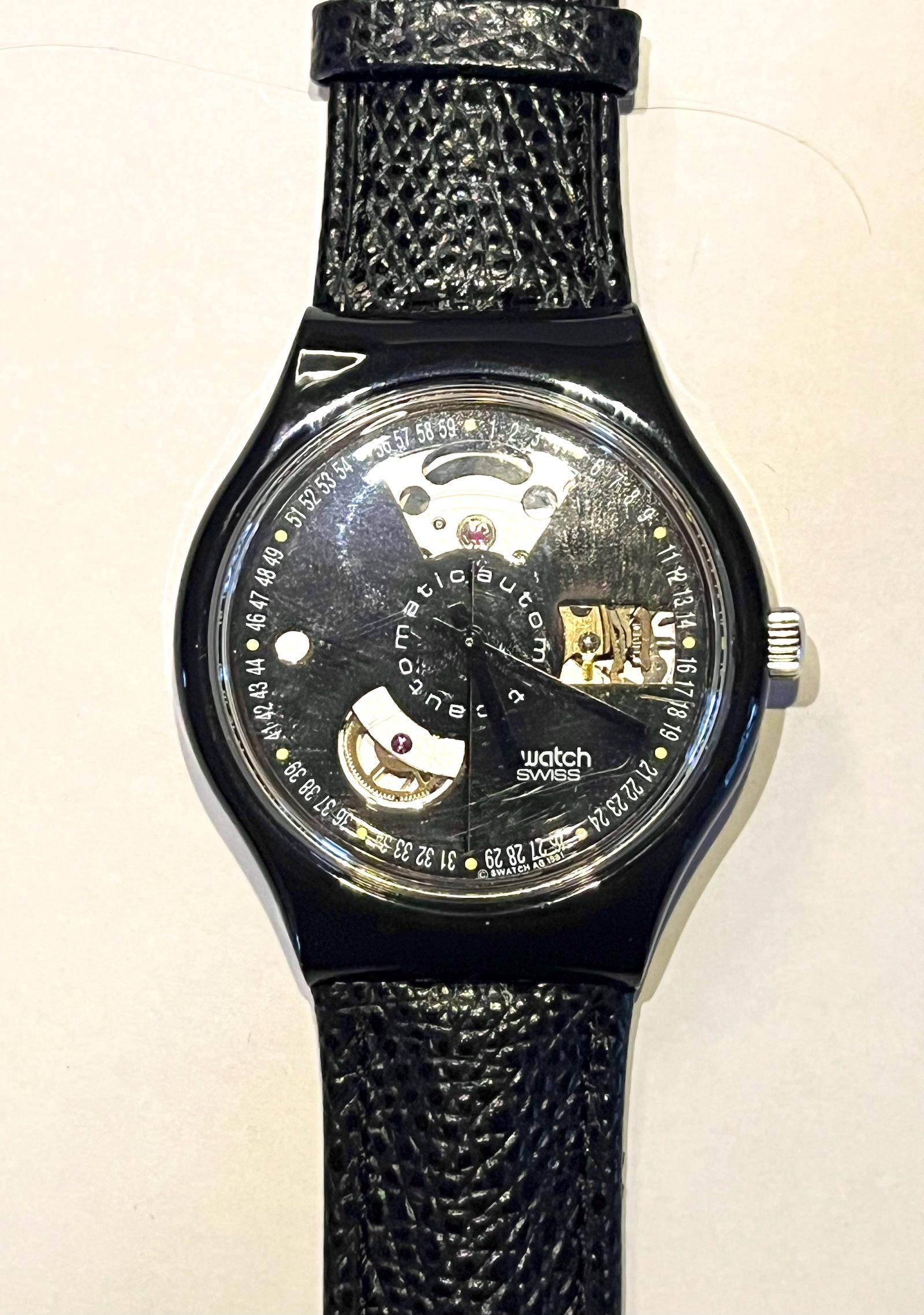 Vintage Swatch Automatic Watch Black Motion