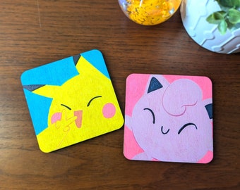 Pokemon Coasters | Pikachu | Squirtle | Charmander | Mudkip | Gengar | Arceus | Jigglypuff | Bulbasaur | Gift Home Decor