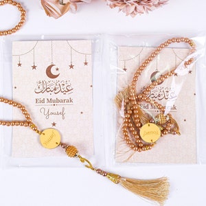 Cuentas de oración personalizadas con saludos, tarjetas de agradecimiento, regalos de recuerdo para bodas, Nikkah, baby shower, cumpleaños, Tasbeeh, Masbaha
