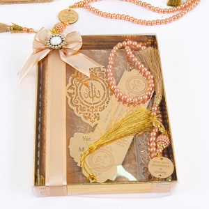 Juego de regalo de marcapáginas de terciopelo personalizado para libros Dua Tasbeeh, Ramadán, Eid, boda, Nikkah, compromiso, cumpleaños, Islam, musulmán, obsequios de recuerdo