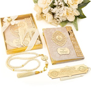 Gepersonaliseerde fluwelen Dua-boekenlegger Tasbeeh-cadeauset | Ramadan Eid Bruiloft Nikkah Verloving Verjaardag Islam Moslim Deel Gunsten Geschenken