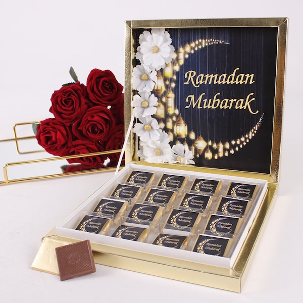 Ramadán Kareem Eid Mubarak Eid al-Adha Chocolate Favors Box, Favores de chocolate para invitados, Boda Baby Shower Fiesta Musulmana Islámica Favor Regalo