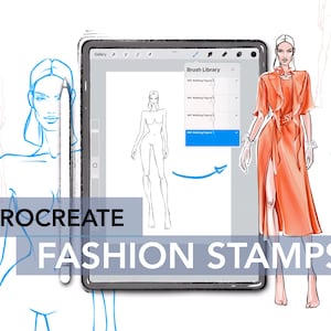 Procreate croquis stamps | Fashion poses stamps | Procreate stamp female figure standing pose | Digital fashion croquis for fashion drawing