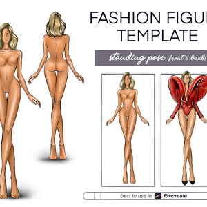 Fashion model templates - Procreate sexy figure stamps for lingerie & designer outfits | Female figure drawing | Fashion designer gift