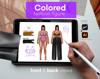 Curvy black women templates | Plus size croquis template woman | Fashion croquis for fashion drawing | Procreate body poses | Fashion design