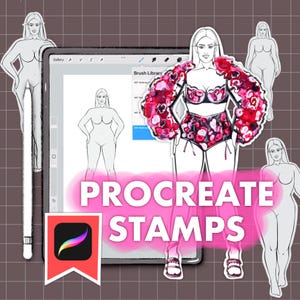 Pinceles para bocetos de moda en Procreate / Plantilla para 4 modelos de talla grande / Juego de pinceles para diseño de maniquíes con curvas / Poses digitales / Regalo para diseñadores