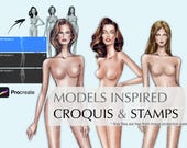 Fashion Model Croquis & Procreate Stamps: Designer Templates (Digital Download)