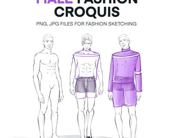 Athletic Male Fashion Croquis: Figure Template Set (Digital Download)
