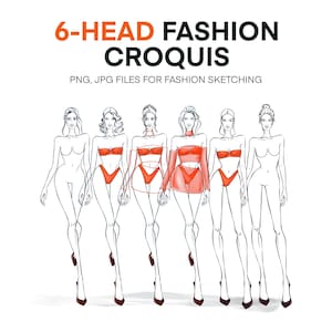 Fashion figure templates: WALKING and STANDING designer croquis. Procreate female body sketches • Printable fashion croquis