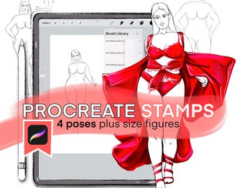 Plus size fashion croquis illustration different poses - Procreate models | Stamps for Procreate, fashion design brushes | Curvy croquis