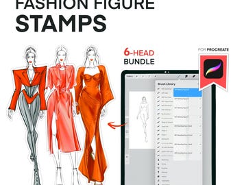 Fashion poses stamps for Procreate | Procreate fashion brushes, fashion design brush | Procreate tool for designers | Body template deisgn