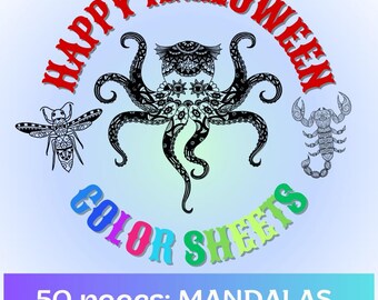 Coloriages D'Halloween, Feuilles À Colorier Imprimables, Activité D'Halloween, Automne, Pages À Colorier D'halloween Pour Les Enfants, Coloriage Pour Adulte