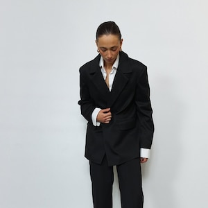 Black Blazer, Luxury Oversized Jacket for Women, Handmade Classic Black Button Blazer, Casual Blazer, Black Shawl Blazer