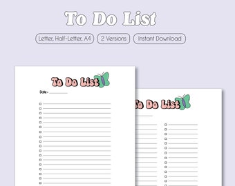 To Do List , Cute Printable Planner, Pastel Daily Planner, Printable Stationery, Undated Planner, Productivity Planner, Hourly Schedule