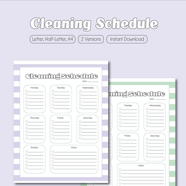 Cleaning Schedule, Cute Cleaning Checklist, Pastel Planner, Printable Stationery, Undated Planner, House Chores , Printable Cleaning