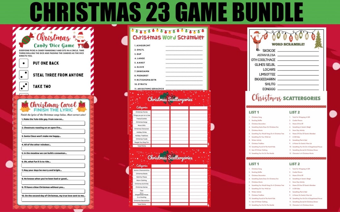 Printable Christmas Game Bundle Fun Christmas Party Games Family