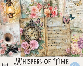 Vintage Junk Journal Kit | Shabby Chic Ephemera, Collage (PDF)