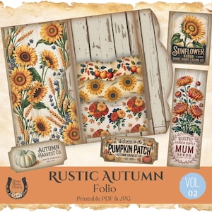 Rustic Autumn Junk Journal Folio, Vintage Ephemera, Cozy Farmhouse Printables, Downloadable JPG