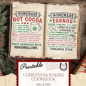 Libro de recetas navideñas imprimible: Kit de diario basura (PDF y JPG)