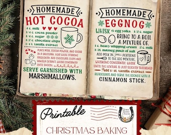 Printable Christmas Baking Cookbook: Recipe Junk Journal Kit (PDF & JPG)