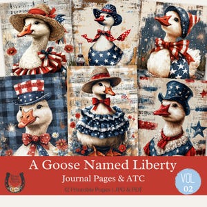Um Ganso Chamado Liberdade, Diário de Lixo, Colagem Grunge, Shabby Chic, Kit de Diário para Imprimir, Country Cottagecore, Coisas Efêmeras Desgastadas, Vol. 02