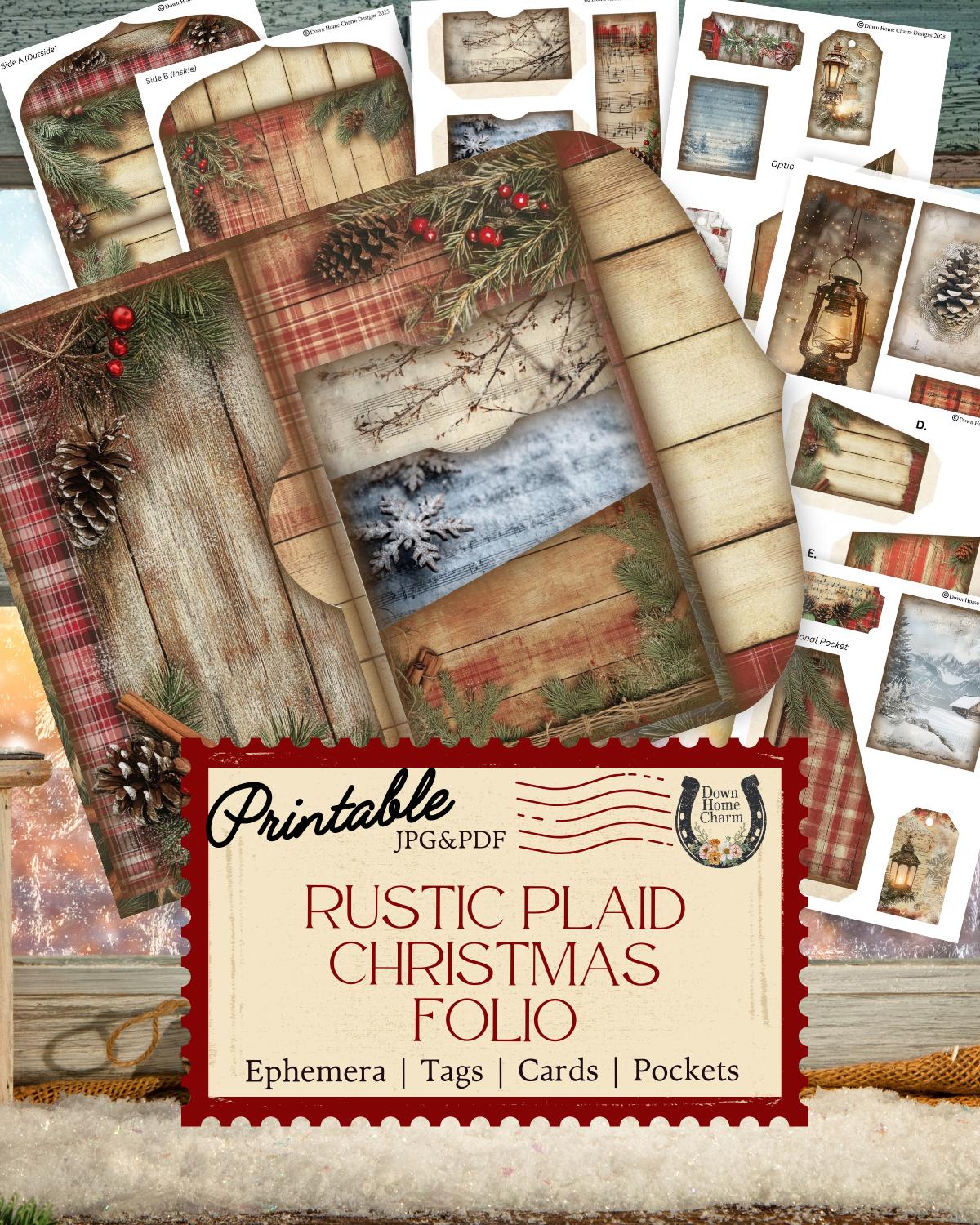 Rustic Christmas Junk Journal Kit: Plaid Winter Ephemera (digital ...