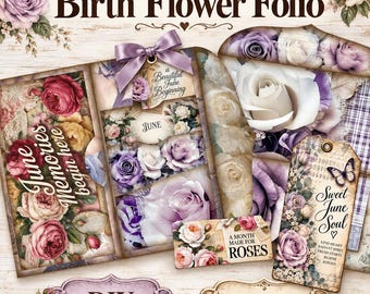 June Birth Flower Folio: DIY Birthday Card Gift (Printable Download)
