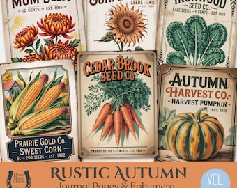Rustic Autumn Junk Journal Printables, Fall Ephemera (Digital Download)