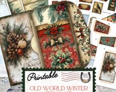Vintage Christmas Junk Journal Kit: Old World Winter Ephemera (Digital Download)