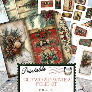 Vintage Christmas Junk Journal Kit: Old World Winter Ephemera (Digital Download)