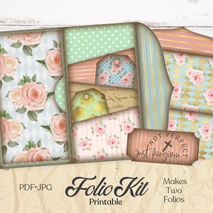 Faith Junk Journal Folio, Shabby Chic Junk Journal, Folio imprimibles, Artesanía de papel, Carpeta cargada, Kit Digi Journal, Kit de folio basura