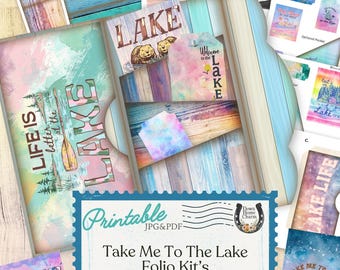 Vacation Junk Journal Printables: Take Me To The Lake Folio Kit Digital Download