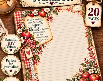 Autumn Bible Journal Pages | KJV Scripture Lined Paper | Christian Junk Journal Printable