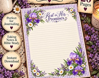 Shabby Chic Bible Journal Pages | KJV Scripture Lined Paper | Christian Junk Journal Printable