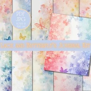 Watercolor Butterfly Junk Journal Kit, Printable Paper, Digital Collage Sheet, Instant Download, Butterflies Printable Craft