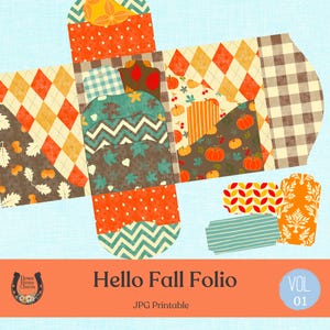 Hello Fall Ephemera Folio: vintage herfstdagboek, afdrukbare tags (digitale download)