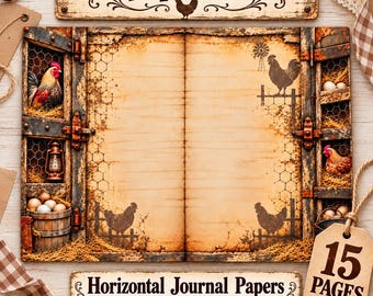 Rustic Chicken Paper Set: 15 Horizontal Printable Papers (Digital Download)