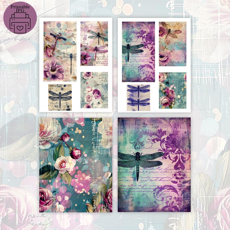 Dragonfly Junk Journal Kit: Shabby Chic Printable Folio (PDF) - Etsy