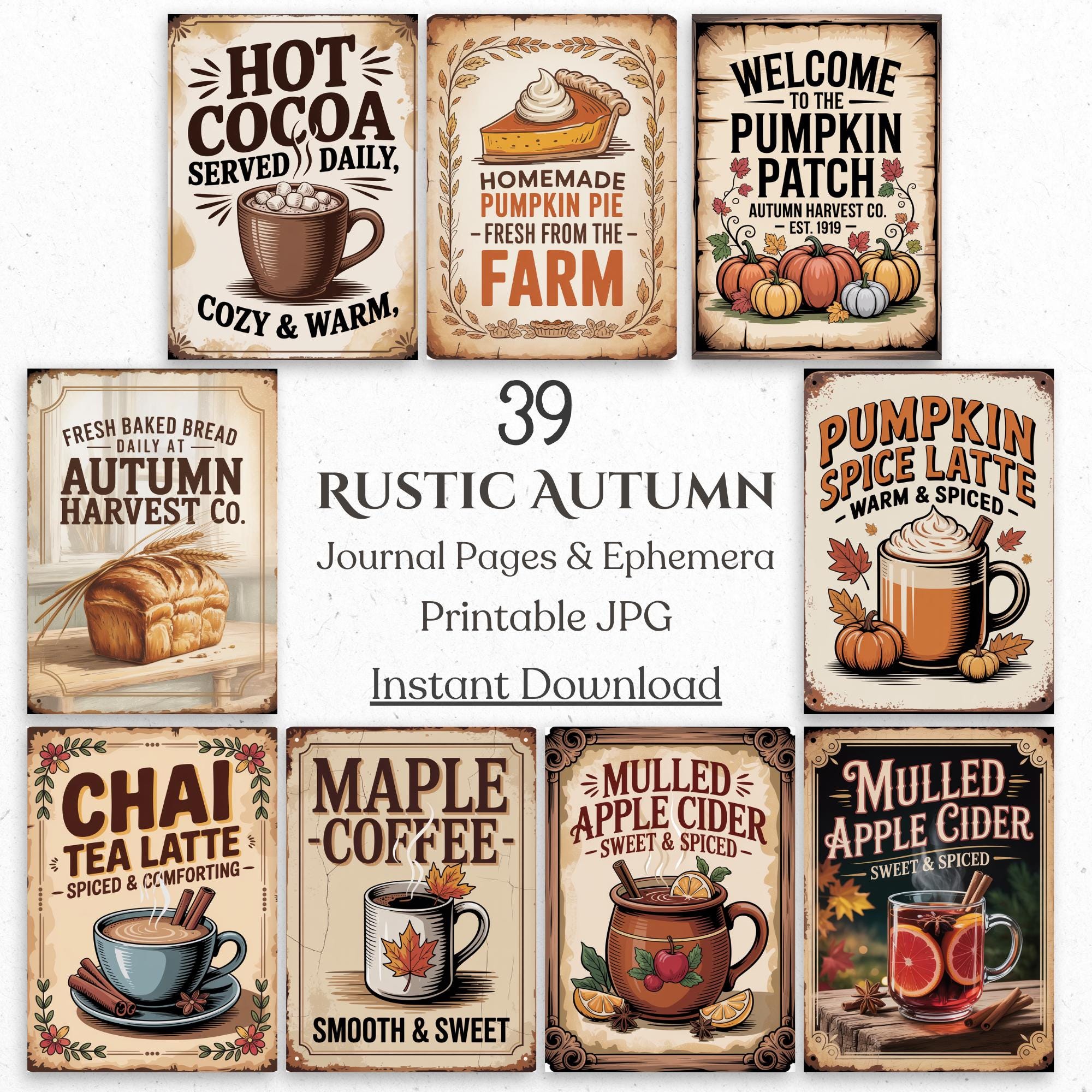 Rustic Autumn Junk Journal Printables, Fall Ephemera (digital Download ...