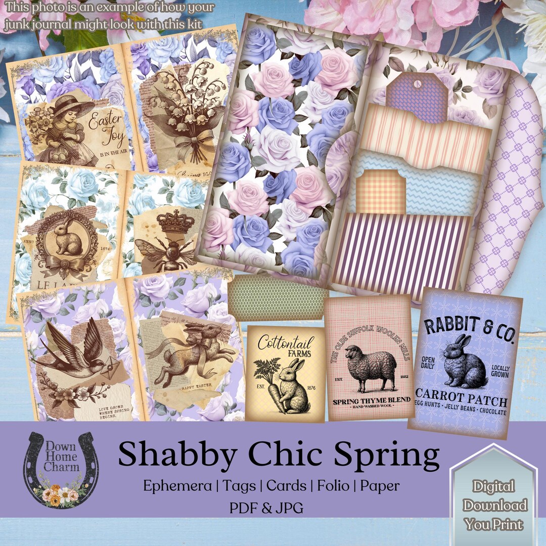 Shabby Chic Easter Printable Kit: Junk Journal Ephemera (PDF & JPG) - Etsy