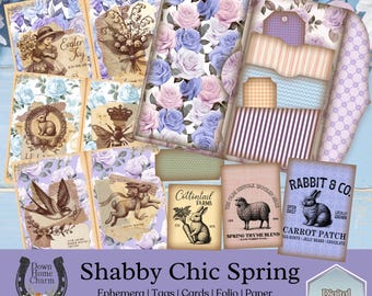 Kit stampabile per Pasqua Shabby Chic: Junk Journal Ephemera (PDF e JPG)