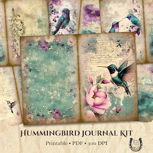 Journal des objets indésirables colibri, journal des objets indésirables nature, kit imprimable, kit de journal digi, kit d'éphémères d'oiseaux, pages de journal d'oiseaux, papier de scrapbooking