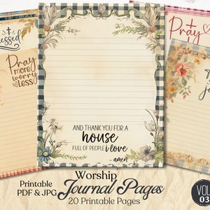 Kit de journal de culte, pages de journal pour la foi, fournitures pour journal de la foi, téléchargement numérique, journal de prières, créations en papier, verset de la Bible, prières