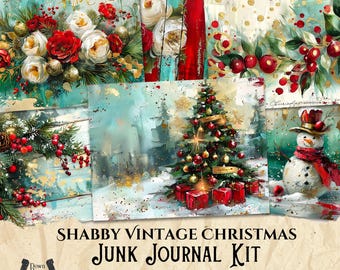 Shabby Vintage Christmas Papers: Junk Journal Kit (Digital Download)