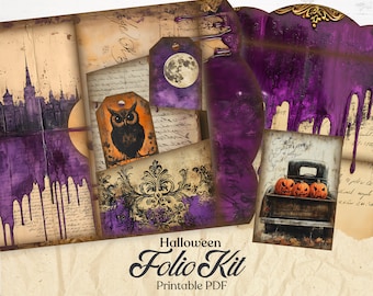 Kit de diario basura de Halloween vintage: Diseños retro espeluznantes (PDF)