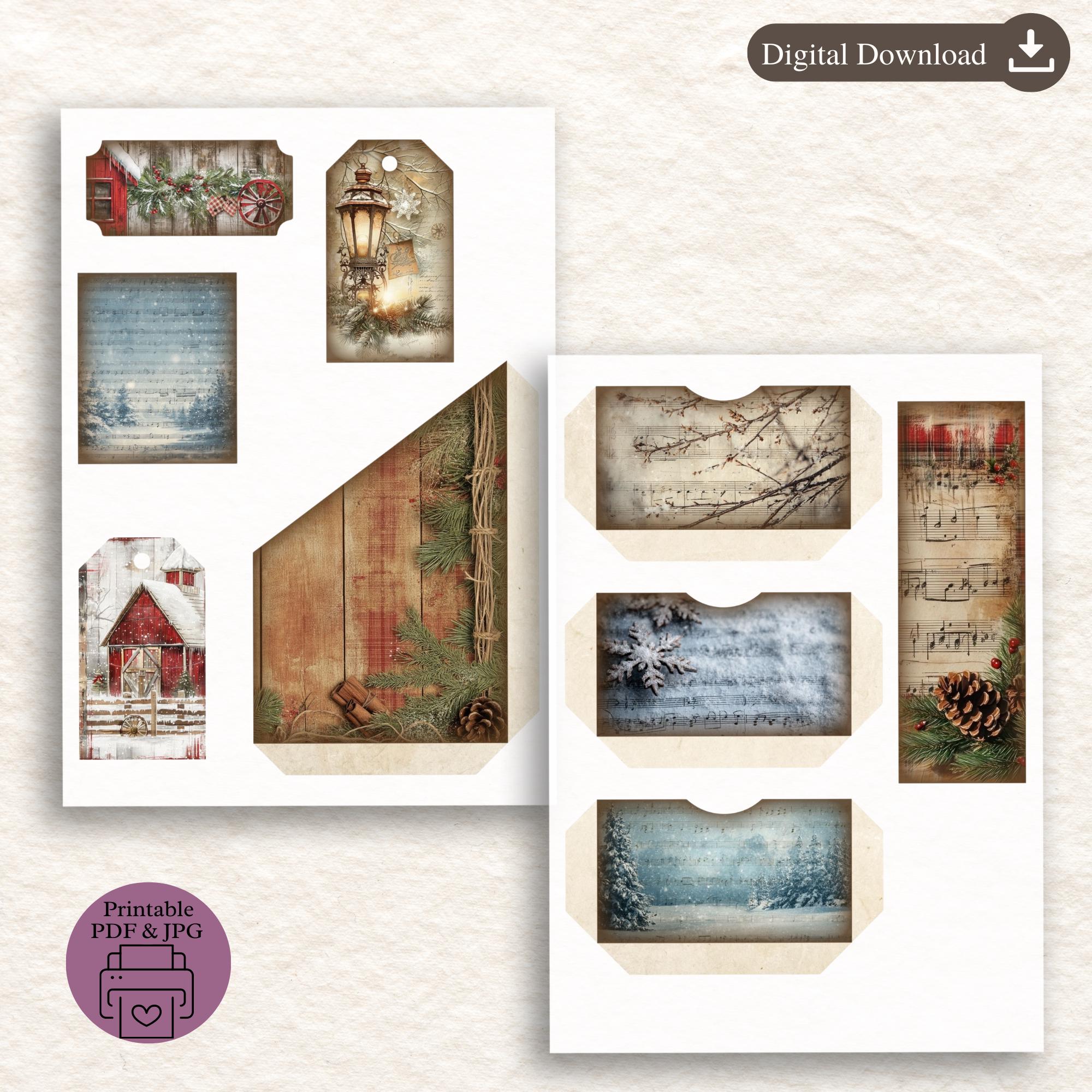 Rustic Christmas Junk Journal Kit: Plaid Winter Ephemera (digital ...