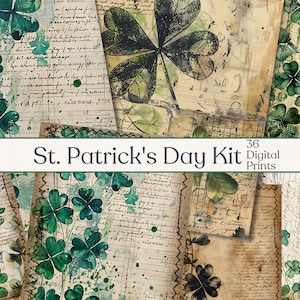 Kit de journal indésirable pour la Saint-Patrick, Journal imprimable, papier numérique, éphémères shamrock, pages de journal indésirable, éphémères de scrapbooking, ATC